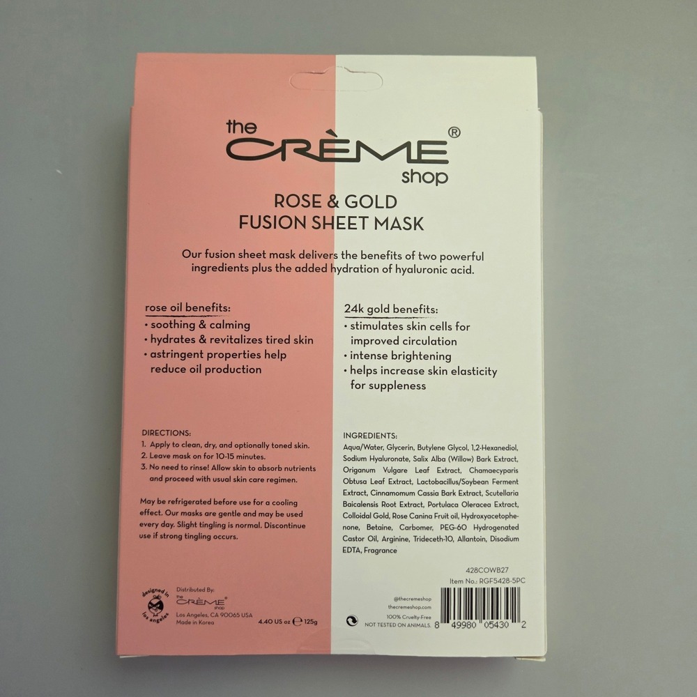 The Creme Shop Rose & 24k Gold Fusion Sheet Mask 5 Piece Set Special Edition - Picture 2 of 3